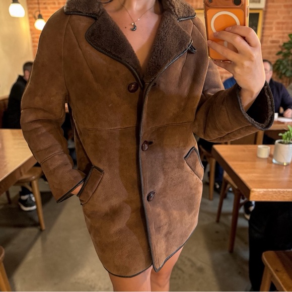 100% genuine sheepskin shearling vintage jacket - Picture 7 of 10